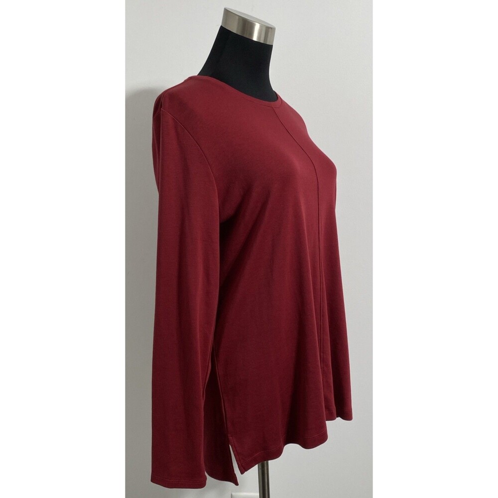 J. Jill Tee Shirt Womens L Red Pima Cotton Crew Neck High Low Hi-Lo Sustainable - Picture 8 of 11